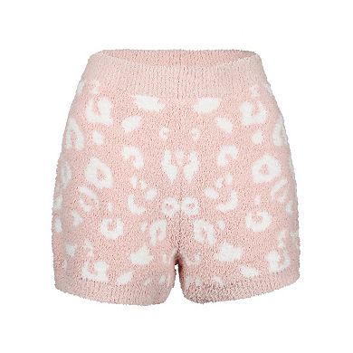 Women's Leopard Print Soft Cozy Knit Lounge Shorts