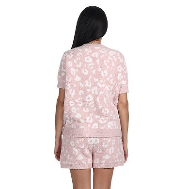 Women's Leopard Print Soft Cozy Knit Lounge Shorts