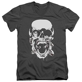 Green Lantern Black Lantern Skull Short Sleeve Adult V Neck T-shirt