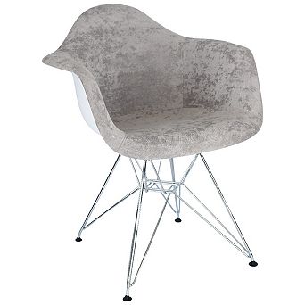 LeisureMod Willow Velvet Eiffel Metal Base Accent Chair