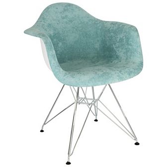 LeisureMod Willow Velvet Eiffel Metal Base Accent Chair
