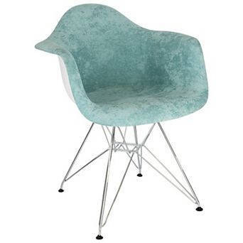LeisureMod Willow Velvet Eiffel Metal Base Accent Chair