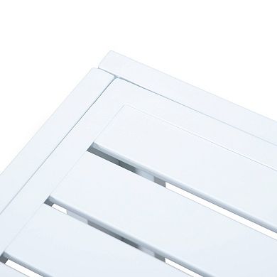 LeisureMod Chelsea Patio Coffee Table With White Aluminum