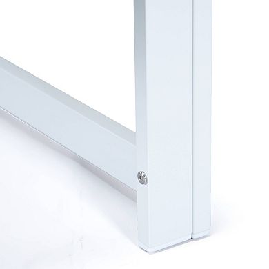 LeisureMod Chelsea Patio Coffee Table With White Aluminum