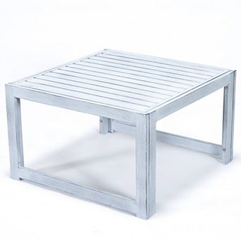 LeisureMod Chelsea Patio Coffee Table With White Aluminum