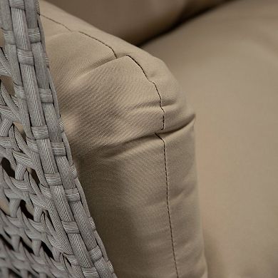 LeisureMod Mendoza Light Grey Wicker Hanging 2 person Egg Swing Chair