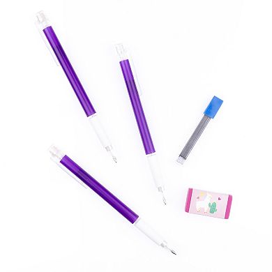 Pulsar 3-Piece Llama Print Eraser, Mechanical Pencil & Refill Set