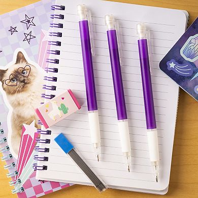 Pulsar 3-Piece Llama Print Eraser, Mechanical Pencil & Refill Set