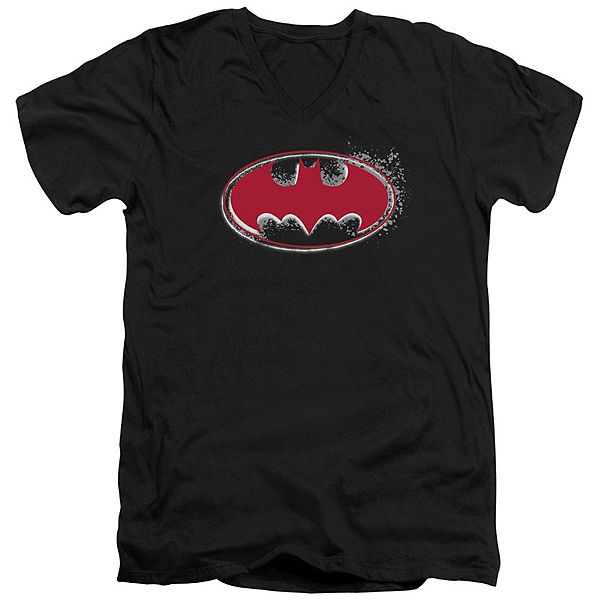 Batman Hardcore Noir Bat Logo Short Sleeve Adult V Neck T-shirt