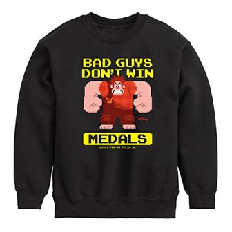 Disney's Wreck It Ralph Boys 8-20 Bad Guys Don't Win Medals Fleece Sweatshirt