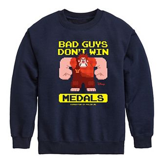 Disney's Wreck It Ralph Boys 8-20 Bad Guys Don't Win Medals Fleece Sweatshirt