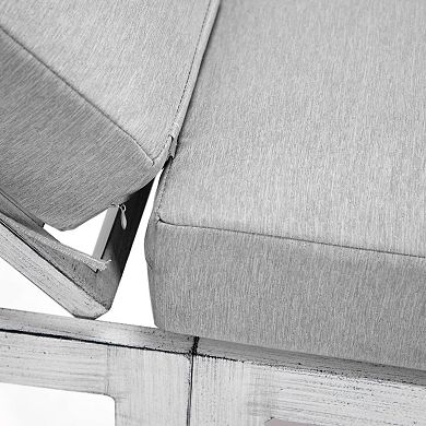 LeisureMod Chelsea Modern Outdoor Weathered Grey Chaise Lounge Chair With Cushions Set of 2