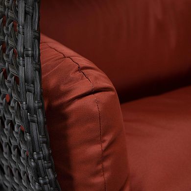 LeisureMod Mendoza Charcoal Wicker Hanging 2 person Egg Swing Chair
