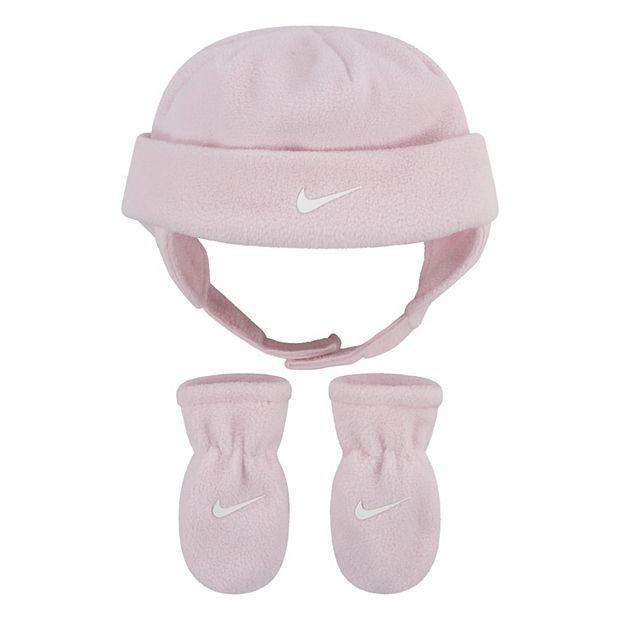 Infant Nike Baby Swoosh Fleece Cap and Mittens 2 Piece Set