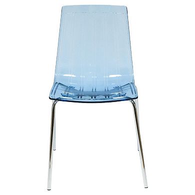 LeisureMod Ralph Dining Chair in Transparent Blue
