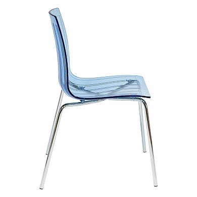 LeisureMod Ralph Dining Chair in Transparent Blue