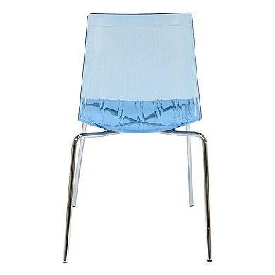 LeisureMod Ralph Dining Chair in Transparent Blue