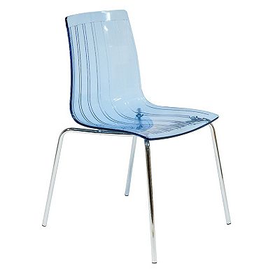 LeisureMod Ralph Dining Chair in Transparent Blue