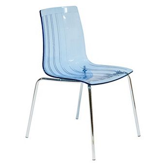 LeisureMod Ralph Dining Chair in Transparent Blue