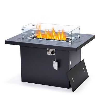 LeisureMod Chelsea Patio Modern Aluminum Propane Fire Pit Table