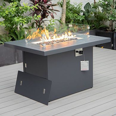 LeisureMod Chelsea Patio Modern Aluminum Propane Fire Pit Table