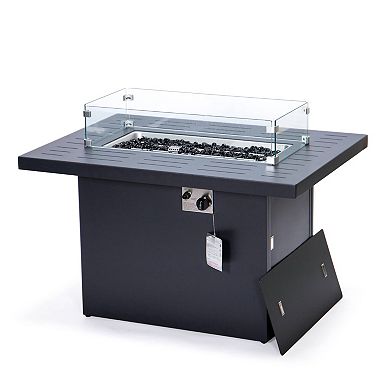 LeisureMod Chelsea Patio Modern Aluminum Propane Fire Pit Table