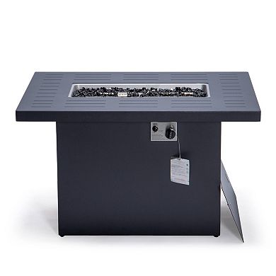 LeisureMod Chelsea Patio Modern Aluminum Propane Fire Pit Table