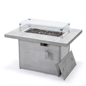 LeisureMod Chelsea Patio Modern Aluminum Propane Fire Pit Table