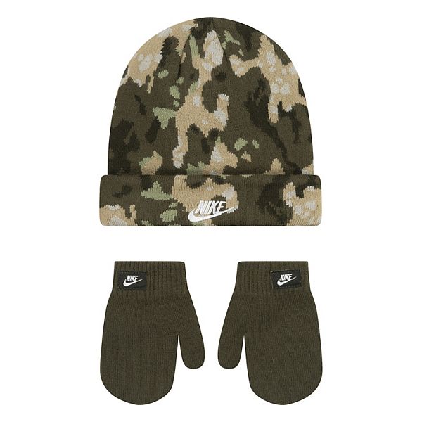 Toddler Nike Club Beanie & Mittens Set - Camo