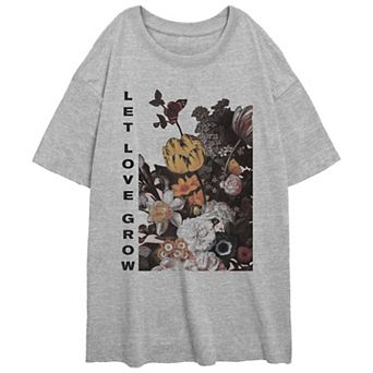 Juniors' Let Love Grow Like Flowers Oversized Graphic Tee