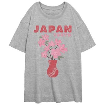 Juniors' Japan Tokyo Cherry Blossoms Oversized Graphic Tee