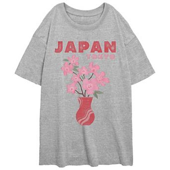 Juniors' Japan Tokyo Cherry Blossoms Oversized Graphic Tee