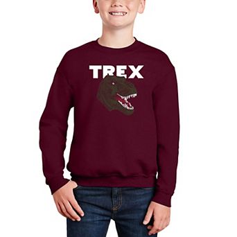 T-rex Head - Boy's Word Art Crewneck Sweatshirt