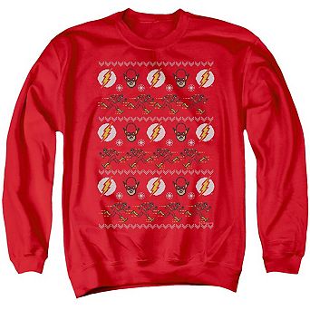 Dc Comics Flash The Flash Ugly Christmas Sweater Adult Crewneck Sweatshirt