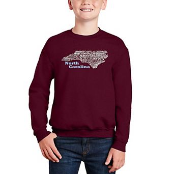 North Carolina - Boy's Word Art Crewneck Sweatshirt