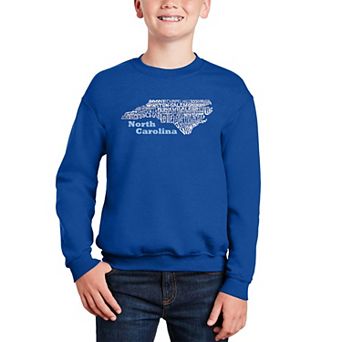 North Carolina - Boy's Word Art Crewneck Sweatshirt