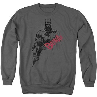 Batman Sketch Bat Red Logo Adult Crewneck Sweatshirt