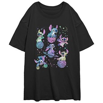 Disney's Lilo & Stitch Juniors' Planetary Stitch Oversized Tee