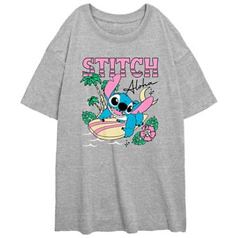 Disney's Lilo & Stitch Juniors' Ready To Surf Stitch Oversized Tee