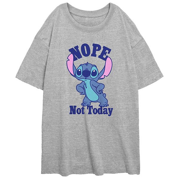 Disney's Lilo & Stitch Juniors' Nope Not Today Stitch Oversized Tee