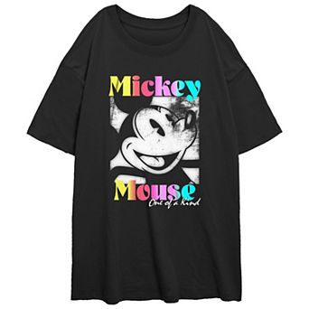 Disney's Mickey Mouse Juniors' One Of A Kind Pop Color Portrait Oversized Tee