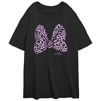 Disney's Minnie Mouse Juniors' Animal Print Oversized Tee