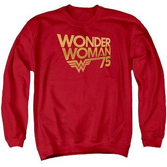 Wonder Woman Wonder Woman 75th Anniversary Gold Logo Adult Crewneck Sweatshirt