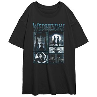 Juniors' Wednesday TV Show Scenes Oversized Tee