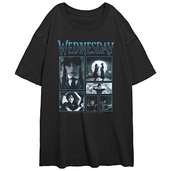 Juniors' Wednesday TV Show Scenes Oversized Tee