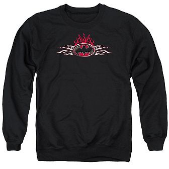 Batman Steel Flames Logo Adult Crewneck Sweatshirt