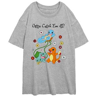 Juniors' Pokemon Gotta Catch 'Em All Starter Group Oversized Tee