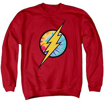 Dc Comics Flash Tie Dye Flash Logo Adult Crewneck Sweatshirt