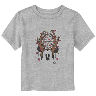Disney's Mickey Mouse Toddler Boy Antlers With Christmas Lights Graphic Tee