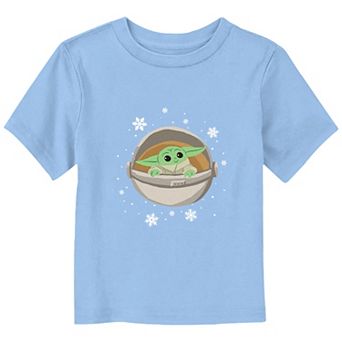 Toddler Boy Star Wars The Mandalorian Grogu Watching Snow Graphic Tee